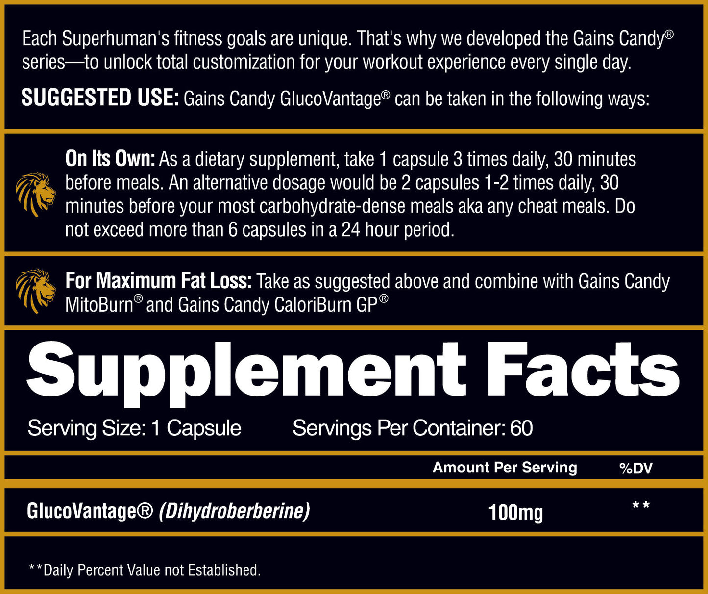 Alpha Lion Gains Candy Glucovantage 60 Capsules